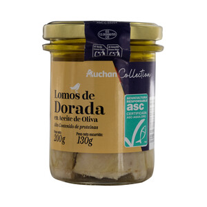 Imagen de AUCHAN COLLECTION Lomos de dorada ASC en aceite de oliva tarro 130 g. Producto alcampo