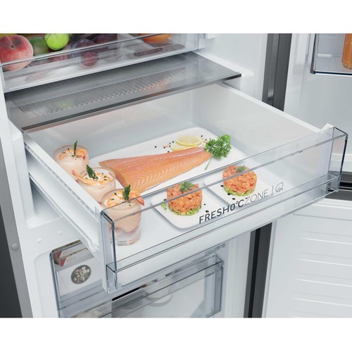 Frigorífico combi 205cm HAIER HDPR1620ANPK Inox, NO FROST, clasificación energética: A, H: 205cm, A: 59,5cm, F: 66,7cm, capacidad total: 409L.