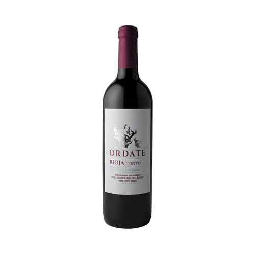 Vino tinto con denominación de origen calificada Rioja ORDATE botella de 75 cl.