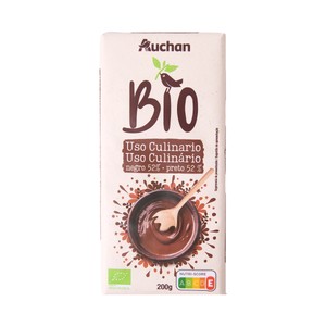 Alcampo Ecológico Chocolate Negro (52 % Cacao) Ecológico de Uso Culinario 200 G.