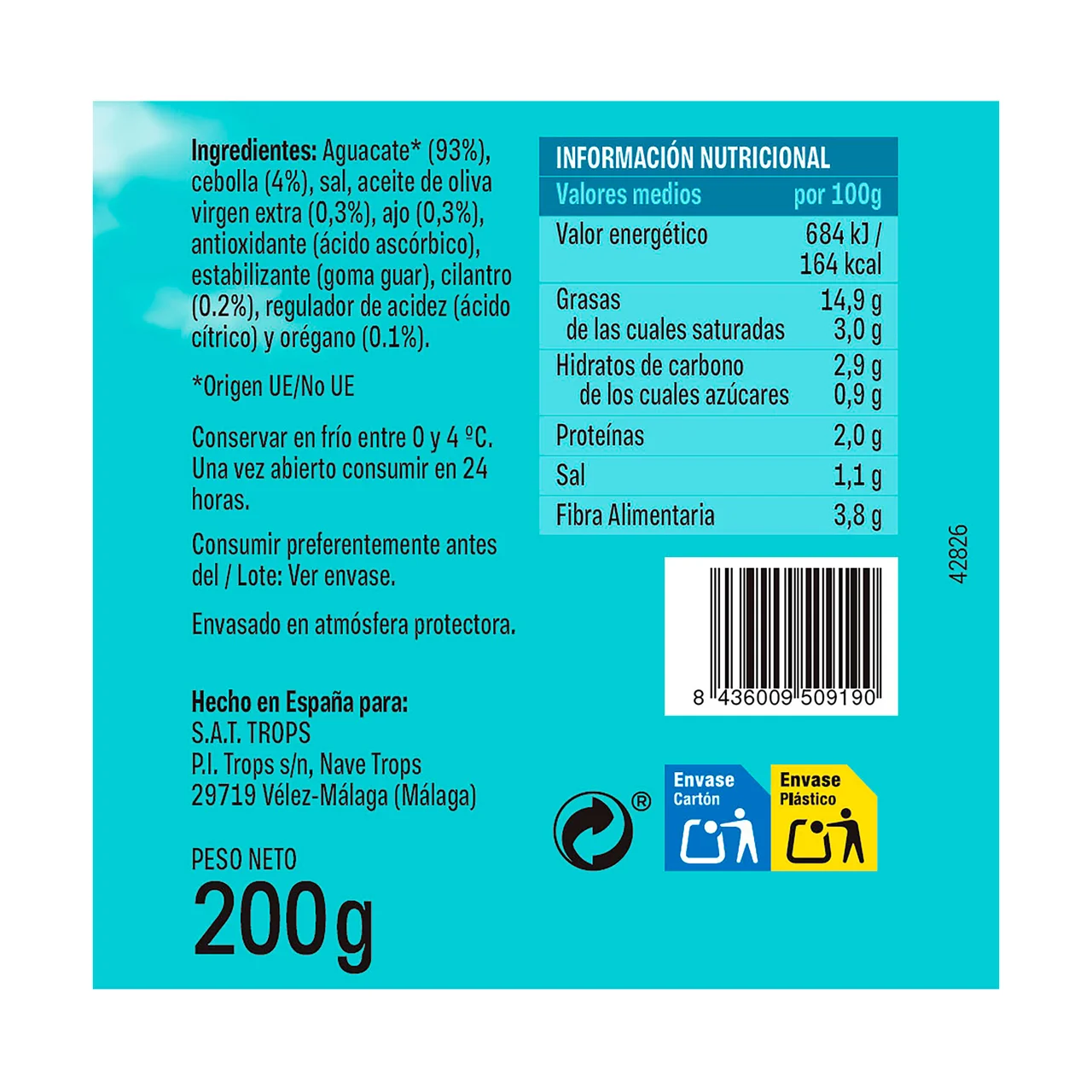 Guacamole Mediterráneo 200 g.