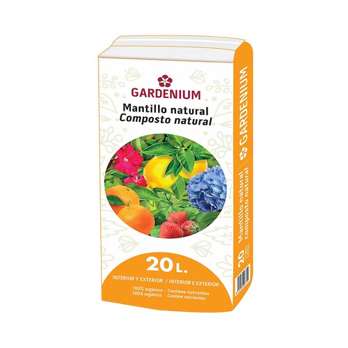 Mantillo natural de 20 litros 100% orgánico, GARDENIUM.