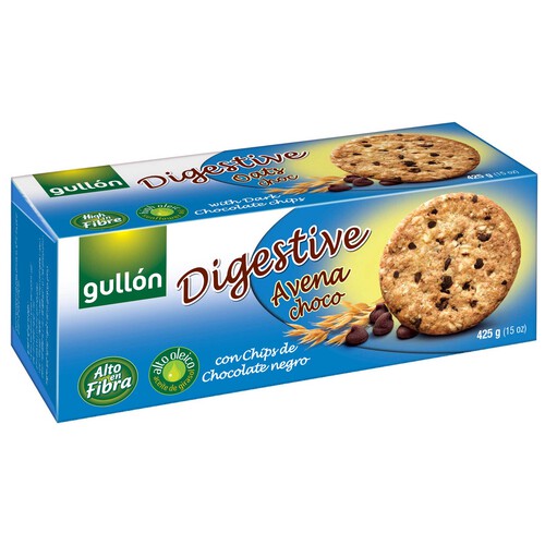 Galleta Integral con avena, Trigo y gotas de chocolate negro GULLÓN 425 g.
