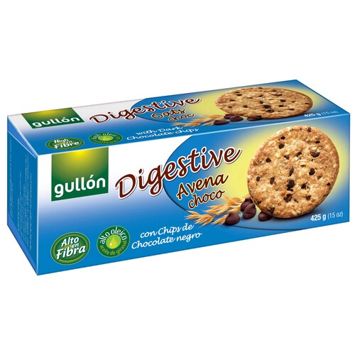 GULLÓN Galleta Integral con avena, Trigo y gotas de chocolate negro 425 g.