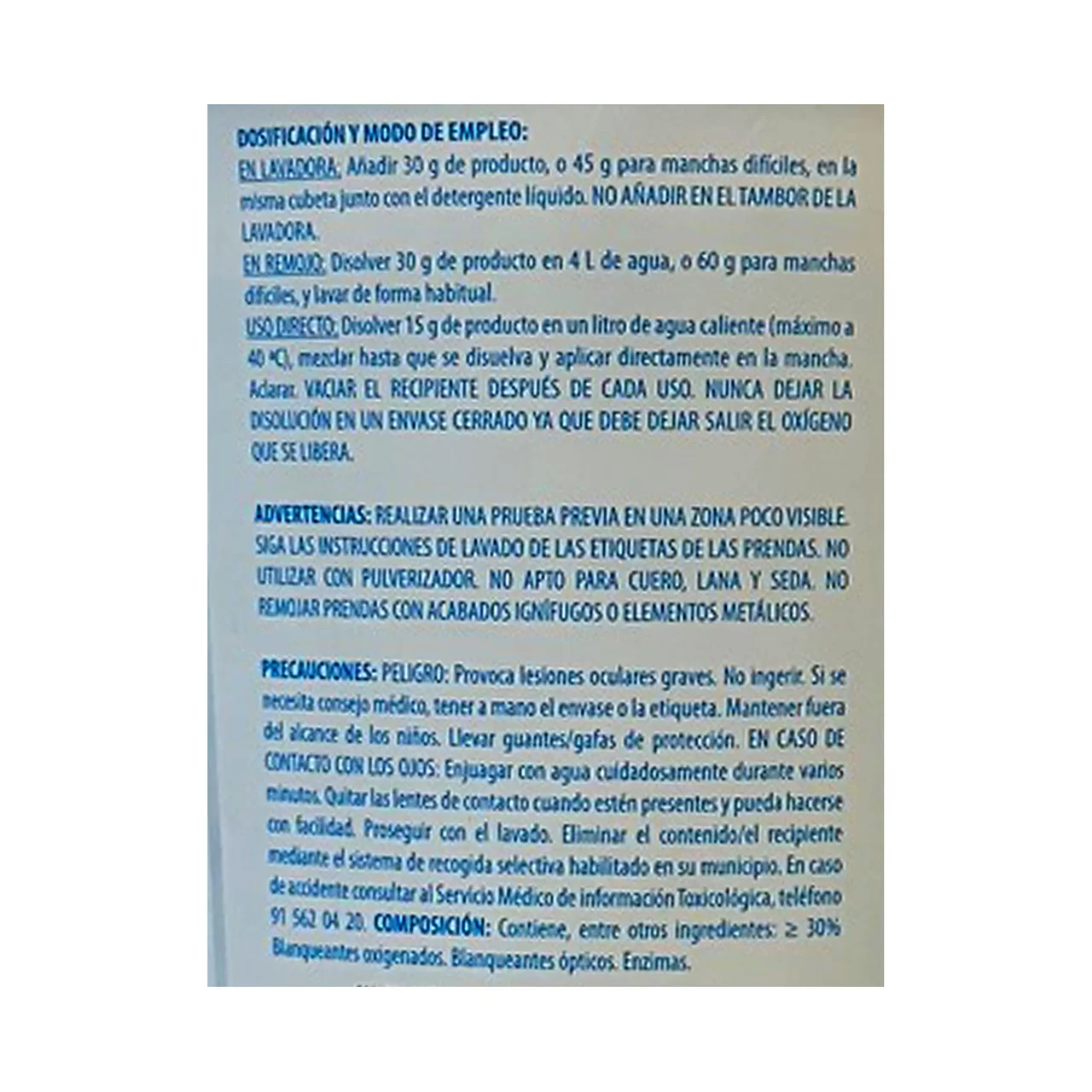 EKOSAN Activador en polvo para lavar la ropa blanca (quitamanchas) EKOSAN 750 gr.