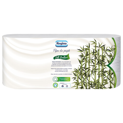 REGINA Soft bambú Papel higiénico de 3 capas, con suaves fibras de bambú 8 uds. 