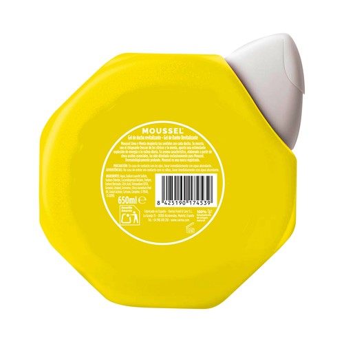 MOUSSEL Gel revitalizante para baño o ducha con aroma a lima y menta 650 ml.