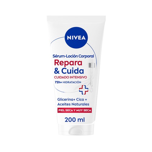 NIVEA Repara & cuida Sérum-loción corporal hidratante y protectora, para piles secas y muy secas 200 ml.