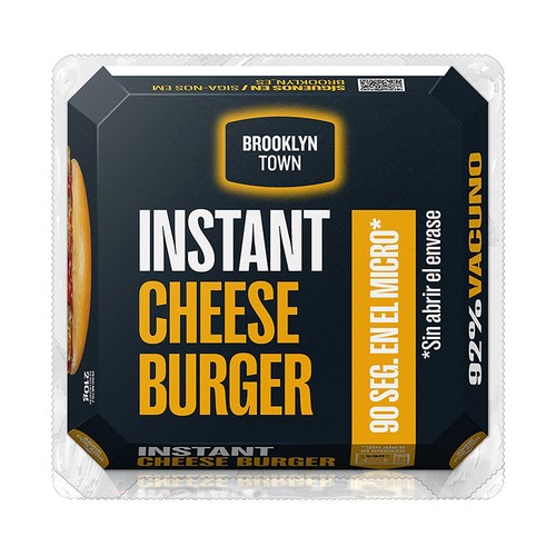 BROOKLYN TOWN Instant Cheese burger con un 92% carne de vacuno 210 g.