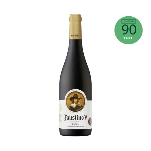 Vino tinto reserva con denominación de origen Rioja FAUSTINO V botella de 75 cl.