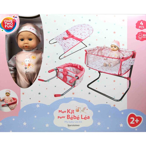 Muñeco 30Cm C/Cuna Y Hamaca Balancin Y Silla De Comer. Alcampo ¡Haz