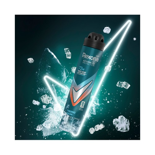REXONA Men advanced protection thermo fresh Desodorante en spray para hombre sin alcohol y antitranspirante hasta 72 horas 200 ml.