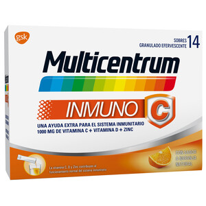 MULTICENTRUM Complemento alimenticio multivitamínico y mineral con sabor a naranja MULTICENTRUM Inmuno C 14 uds.