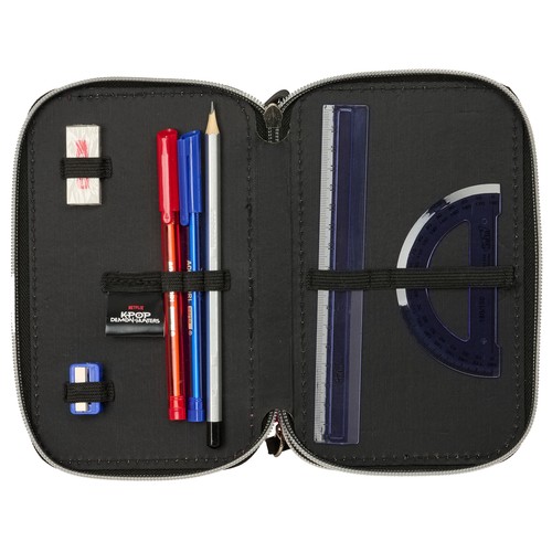 Estuche Plumier 3 pisos con contenido 37 piezas Demon Hunters Energy. K-POP