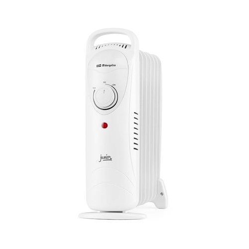Radiador de aceite mini ORBEGOZO RO1020, potencia max: 1000W, 7 elementos, termostato.