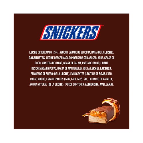 SNICKERS Barrita de helado cremoso, caramelo y cacahuetes recubierta de chocolate 6 x 53 ml.