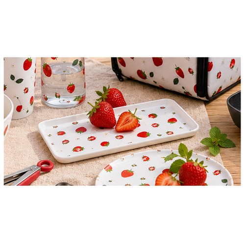 Bandeja 30x16cm polipropileno decorado fresa. P&P