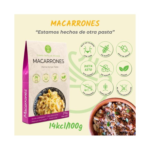 THE KONJAC SHOP Macarrones de konjac, que ayudan a adelgazar, listo para comer 270 g.