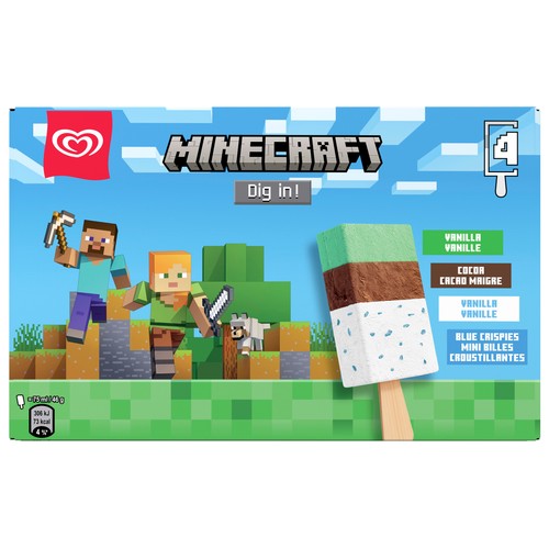 MINECRAFT Dig in! de Frigo Polo de vainilla y chocolate 4 x 75 ml.