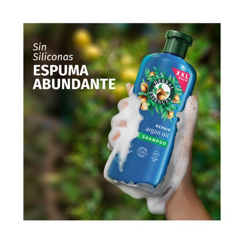 HERBAL ESSENCES Champú reparador con aceite de argán, para cabellos dañados 680 ml.