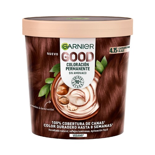 GARNIER Good Coloracion permanente sin amoniaco, tono 4.15 Castaño marrón glace.