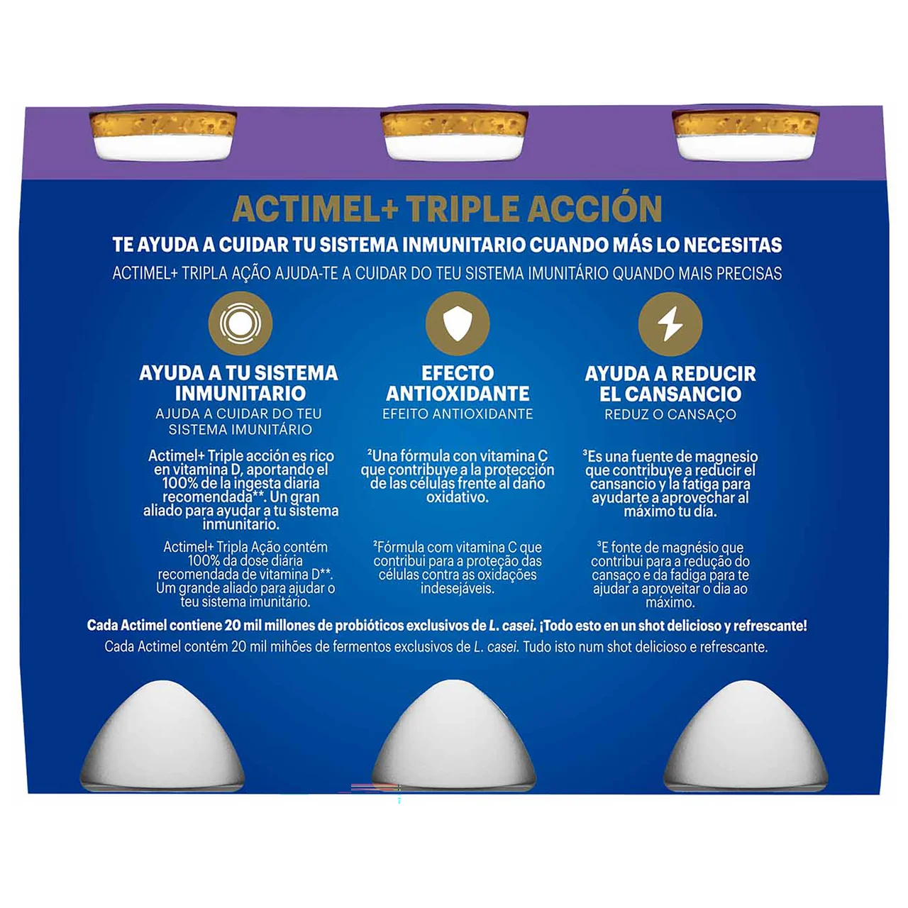 + de Danone Leche fermentada con Lcasei y sabor a arándano y mora 6 x 100 g.