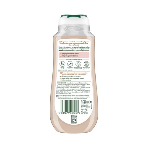 TIMOTEI Cuidado suave Champú 2 en 1 con almendra y coco para todo tipo de cabellos 300 ml.