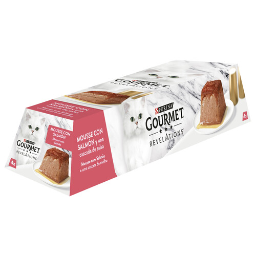 PURINA GOURMET Alimento gatos húmedo, mousse con salmón PURINA GOURMET 4 uds. x 57 g.