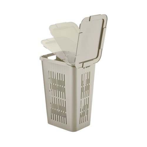 Cesto de ropa y pongotodo 60l, de plático reciclado y 2 sistemas de apertura, TONTARELLI