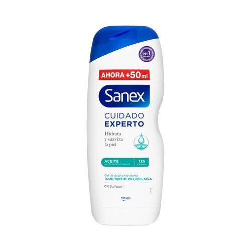 SANEX Gel hidratante para ducha o baño, para todo tipo de pieles, incluso la seca SANEX Cuidado experto aceite 600 ml.