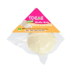 YOGAN Plan B Media bola de mozzarella de almendras ecológicas (100% vegetal), ideal para fundir y gratinar 100 g.