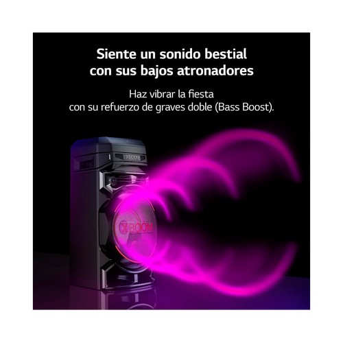 Altavoz LG XBOOM RNC5 300W, efectos DJ, iluminación LED, entrada micrófono o guitarra.