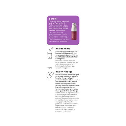 KENCKO Smoothie purples Preparado para batido de frutas del bosque ecológicas 2 x 22 g.