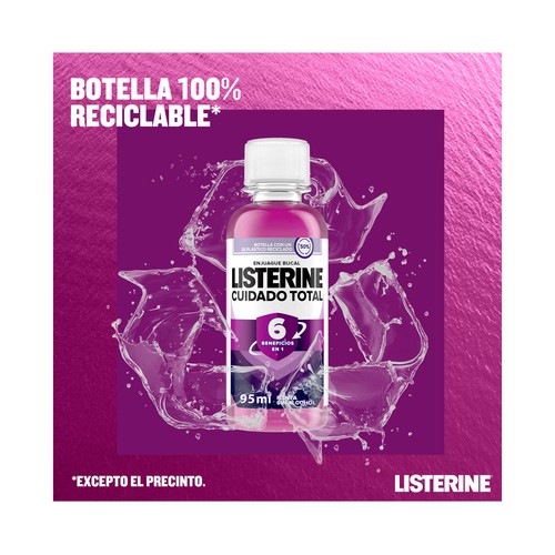 LISTERINE Cuidado total Enjuague bucal diario con acohol, sabor a menta 80 ml.