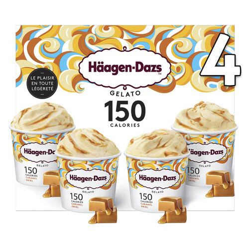 HÄAGEN-DAZS Mini tarrinas de helado de caramelo con salsa de caramelo con leche HÄAGEN-DAZS 4 x 95 ml.