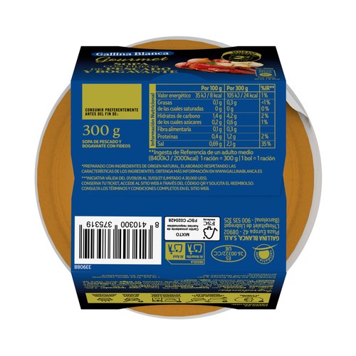 GALLINA BLANCA Gourmet Sopa con fideos de pescado y bogavante (garantía hermanos Torres) 300 g.