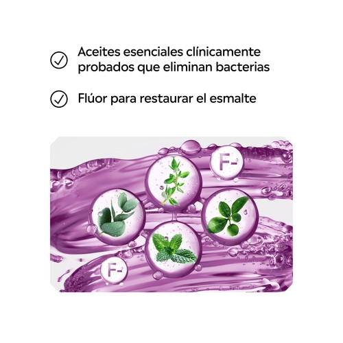 LISTERINE Cuidado total Enjuague bucal con flúor y sin alcohol, sabor menta intensa 500 ml.