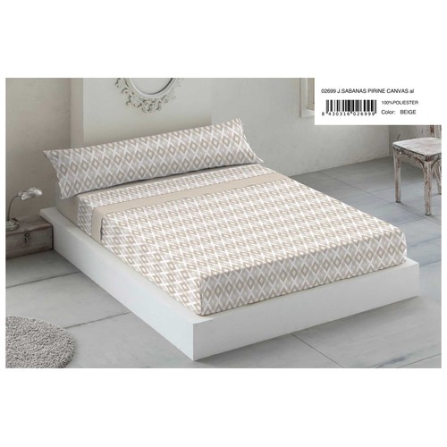 Juego sábanas para cama de 105 poliéster, Pirine Canvas beige. TEJIDOS REINA