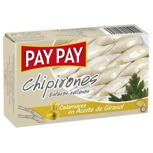 PAY PAY Chipirones rellenos en aceite de girasol lata de 72 g.