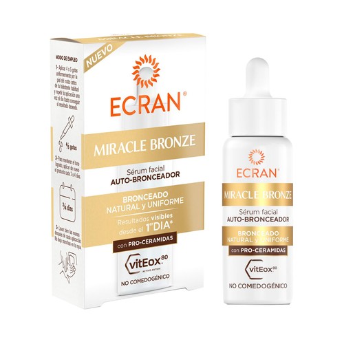 ECRAN Miracle bronze Sérum facial auto-bronceador con resultados desde el primer día 30 ml.