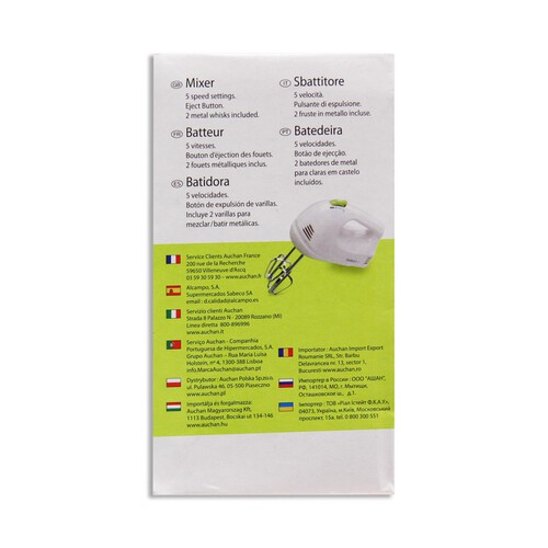 Batidora amasadora de varillas SELECLINE HM816, 150W, 5 velocidades.