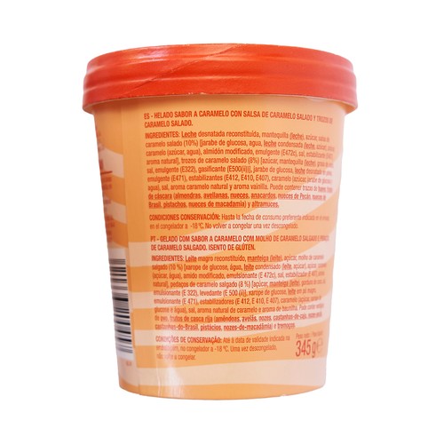 AUCHAN Tarrina de helado de caramelo salado 500 ml. 352 g.Producto Alcampo.