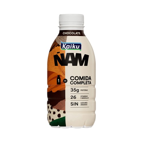 KAIKU Ñam Bebida láctea proteica con cacao, sin lactosa ni gluten 500 ml.