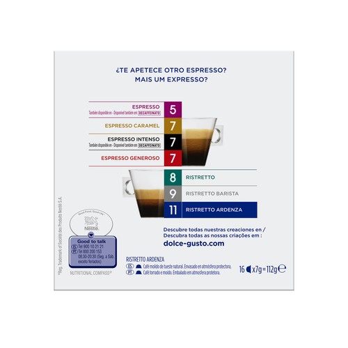DOLCE GUSTO Café en cápsulas Ristretto ardenza I11, 16 uds.