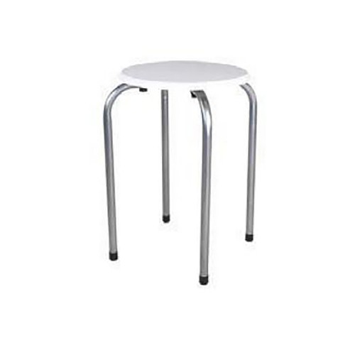 Taburete con asiento acabado en madera de color blanco, DECORACIÓN.