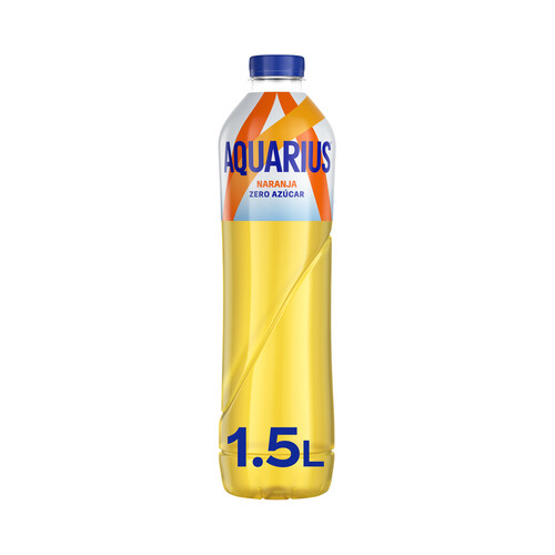 AQUARIUS Zero Bebida isotónica sin azúcar con sabor a naranja botella de 1,5 l.
