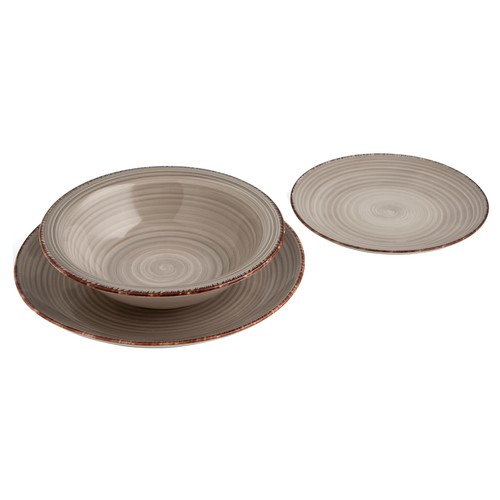 Vajilla de 18 piezas de color gris perla fabricado en gres, QUID