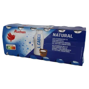 AUCHAN Leche fermentada con Lcasei y sabor natural 12 x 100 g. Producto Alcampo