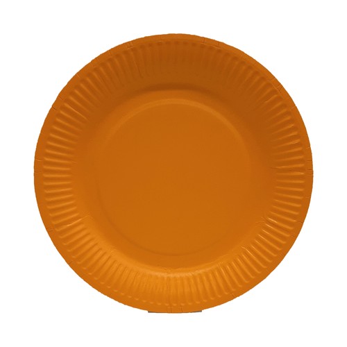 Platos desechables de cartón color amarillo, 18cm., 10 unidades, ACTUEL.