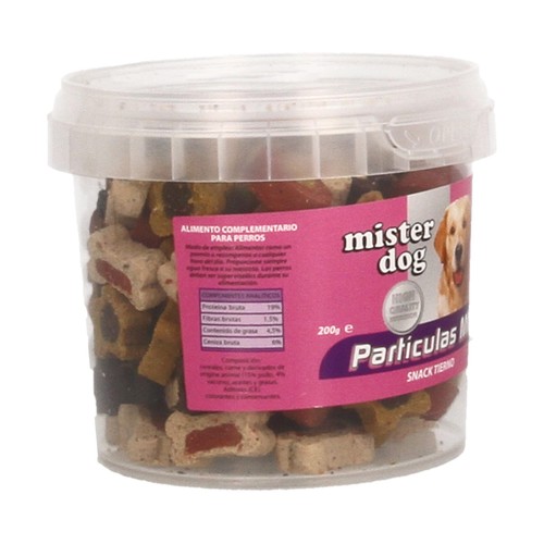 MISTER DOG Bocaditos con sabor a carne tiernos para perros MISTER DOG PARTÍCULAS MIX 200 gr,